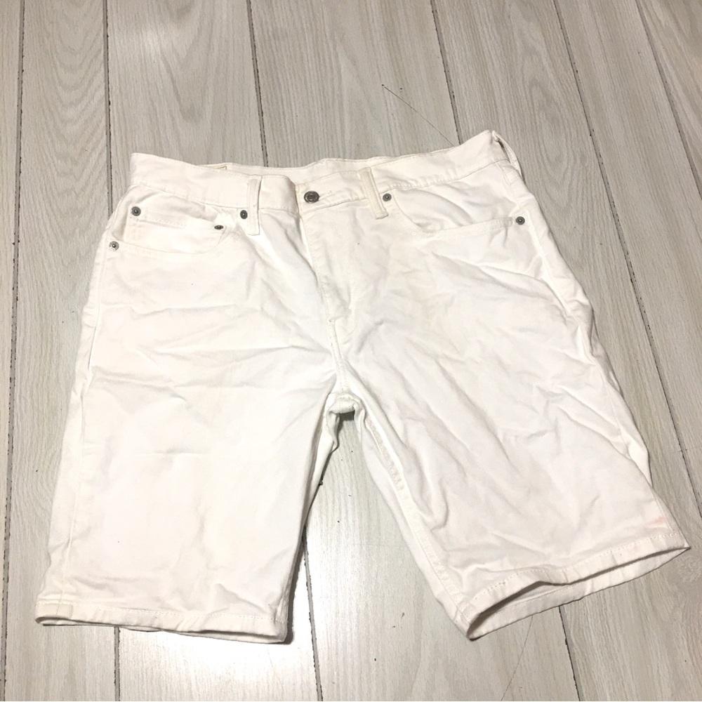 Levis 511 Bermuda Jean Shorts White Denim Cotton Stretch Levi Strauss Size 34